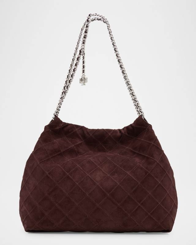 Fleming Quilted Suede Chain Hobo Bag